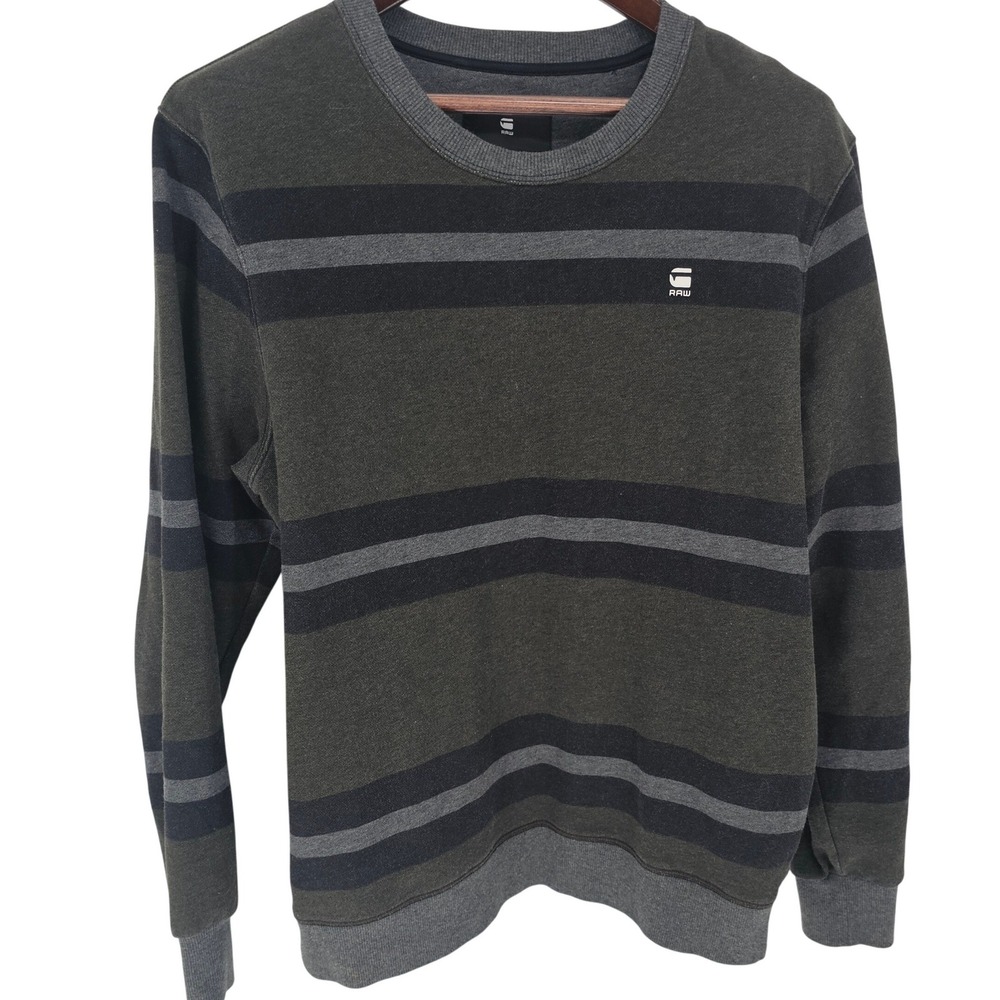 G‑Star RAW‎ Striped Crew Neck Sweatshirt Pullover Sweater Men's XL Streetwear